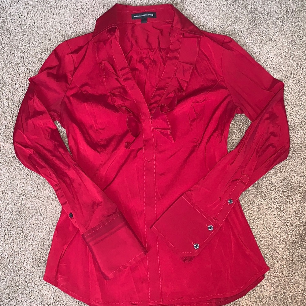 Express - Red Business Casual Blouse, W XS